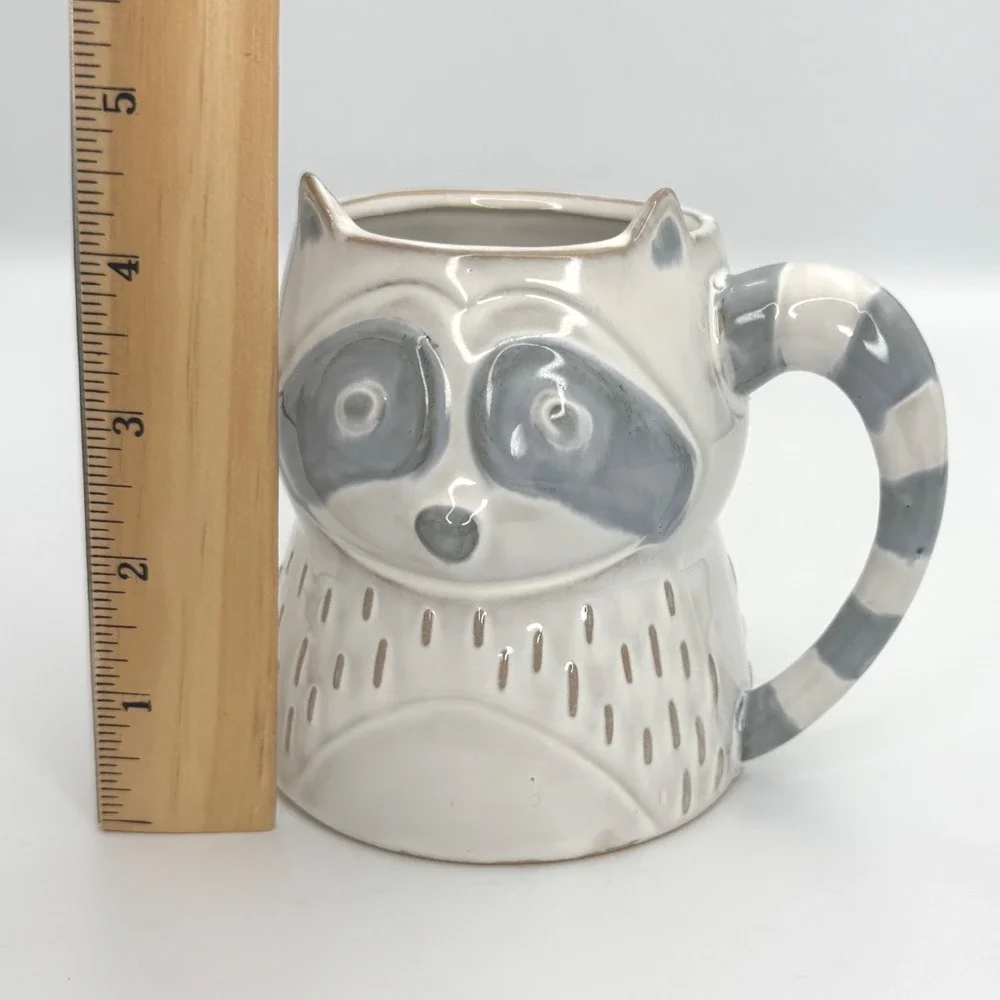 Ceramic Raccoon Coffee‎ Mug Gray White Animal Face Novelty Cup Cute